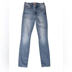 MOTHER Blue High Waisted Looker Ankle fray Au Revoir Jeans 24